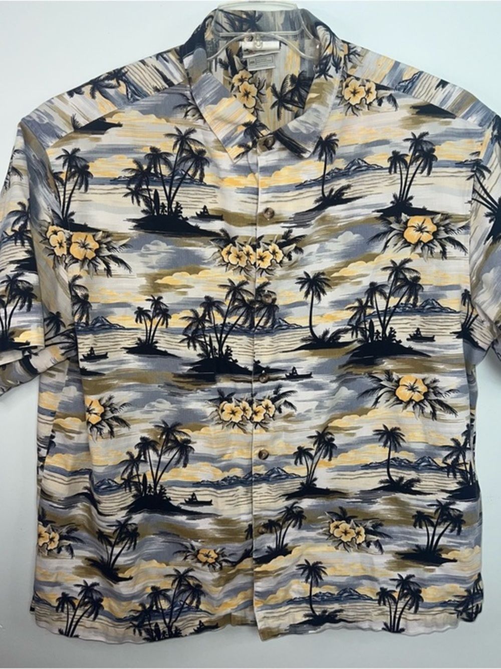Disney Mickey Mouse Hawaiian Tropical Shirt Island Print Button Front Cotton XXL